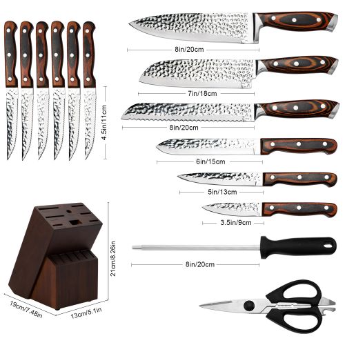 Embossed Blade 15pc Kitchen Knives Block Set (Available in 2 Colors)