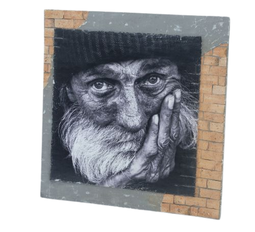 Exposed Bricks Pattern Frame OLD MAN Wall Art