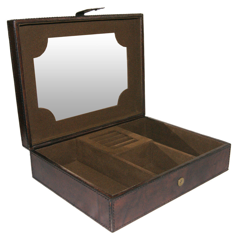 Leather Jewelry Box with Mirror (Available in 4 colors)