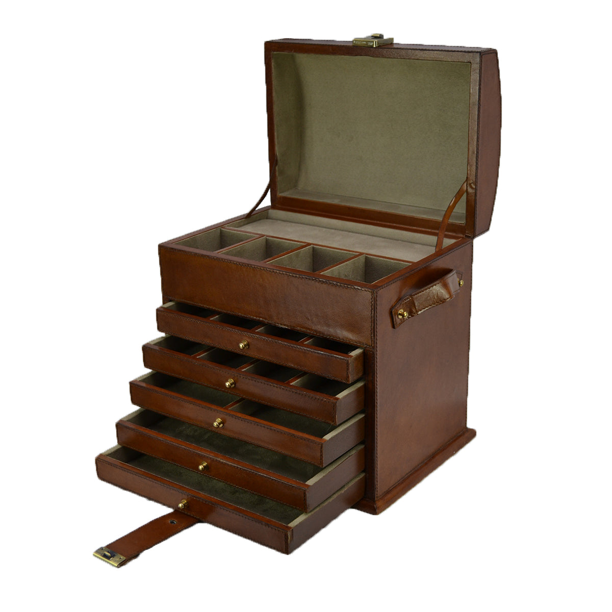 Leather Jewelry Box - 5 Drawers (Available in 3 Colors)