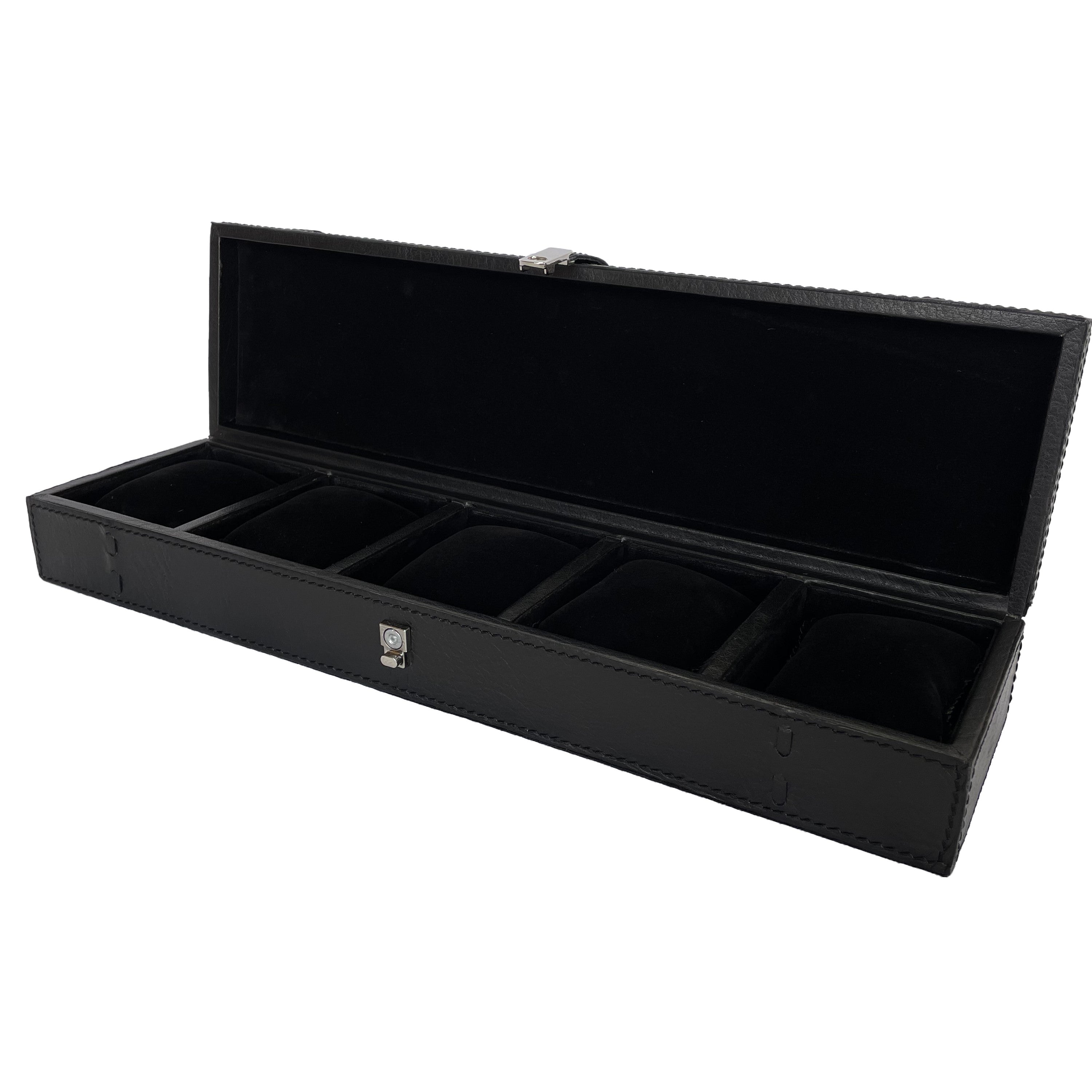 Luxe 5 Slots Rectangle Leather Watch Holder (Available In 3 Colors)