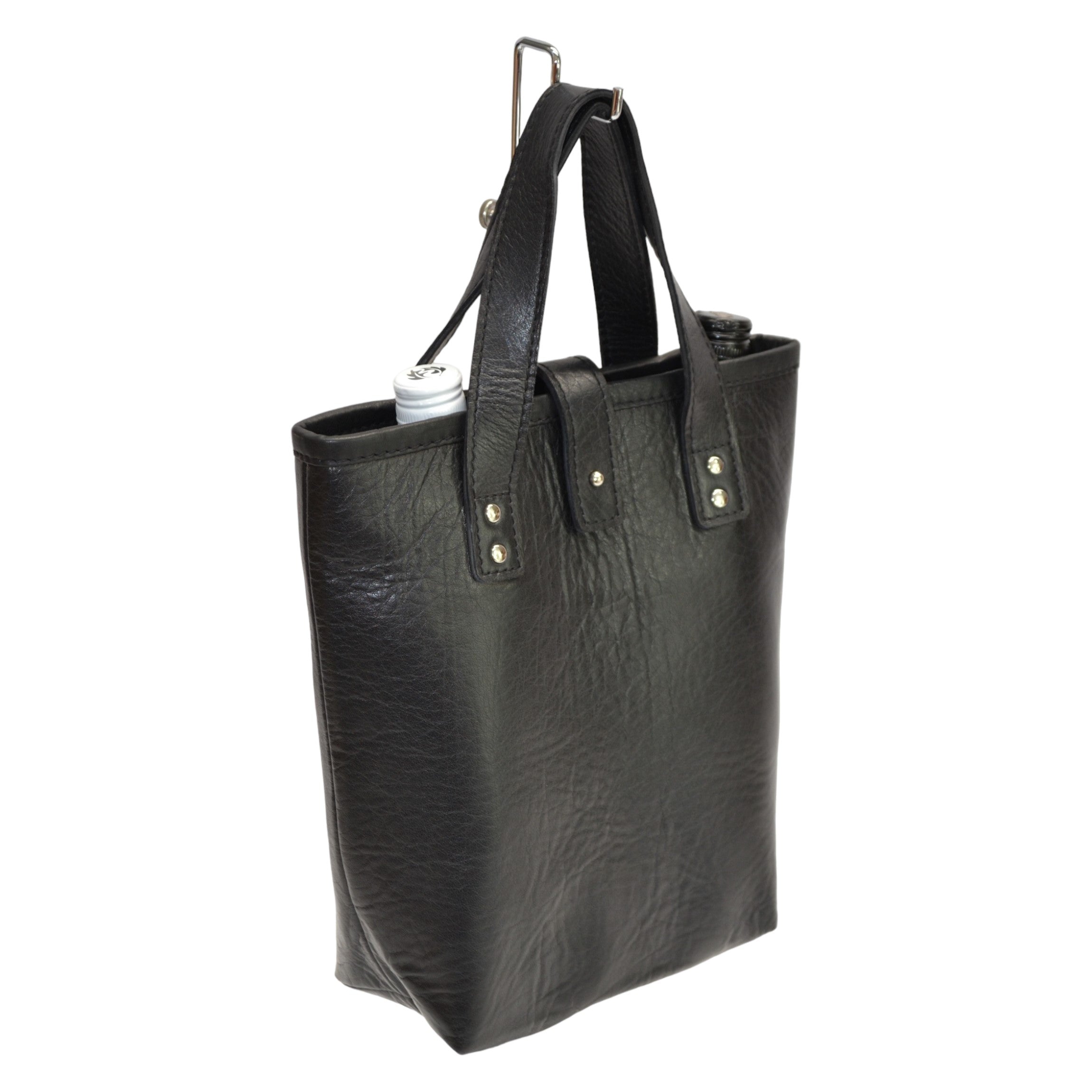 Luxe Leather Handbag Double Wine Holder
