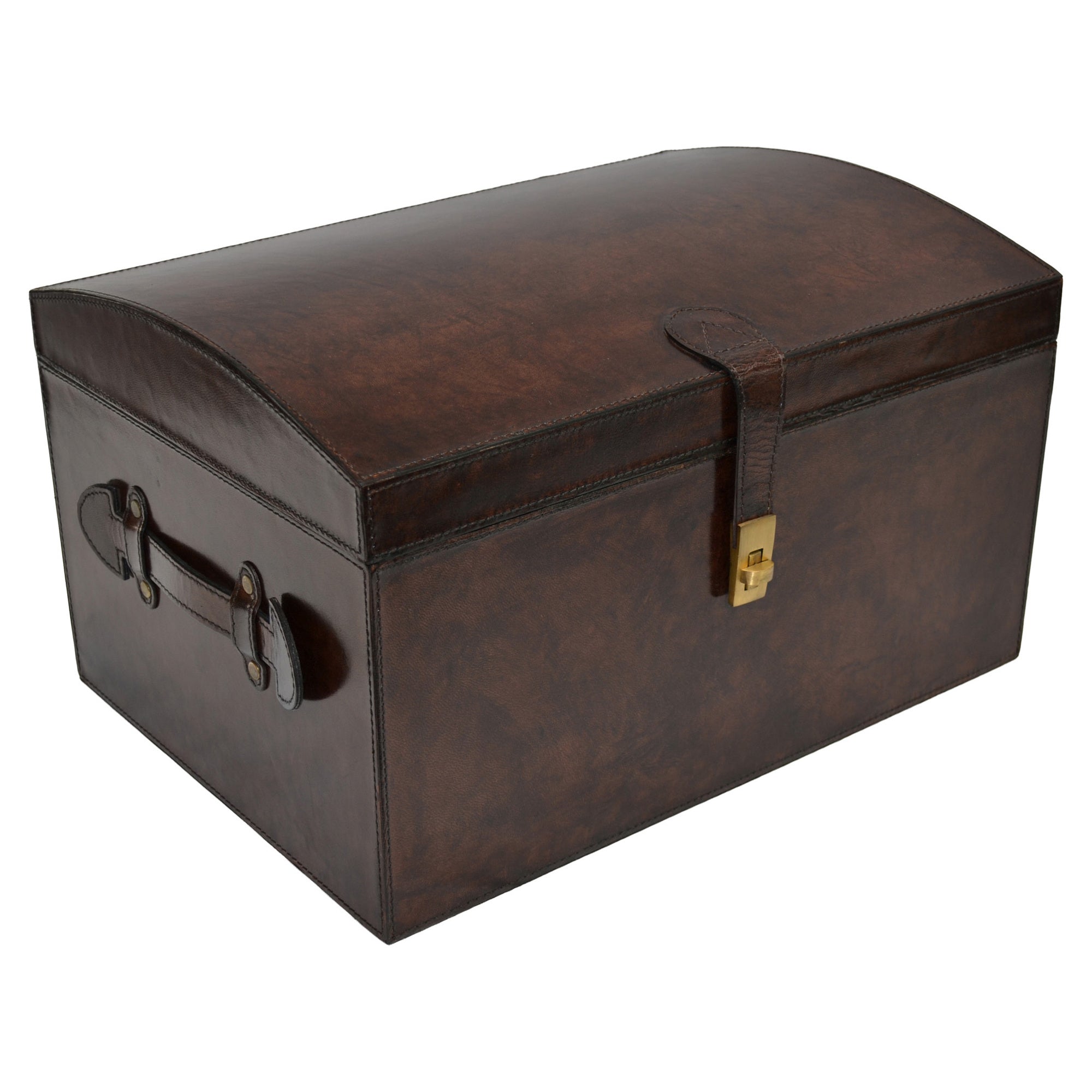 Oval Top Leather LARGE Trunk Box (Available in 3 Colors)
