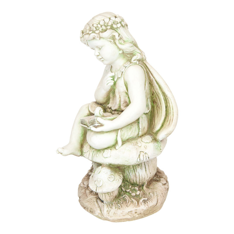 Reading Mushroom Fairy Statue