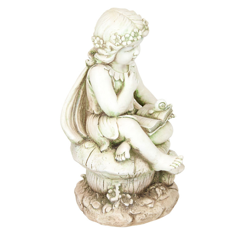 Reading Mushroom Fairy Statue