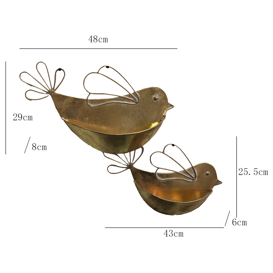 Set of 2 Nested Lustre Gold Wall Planters