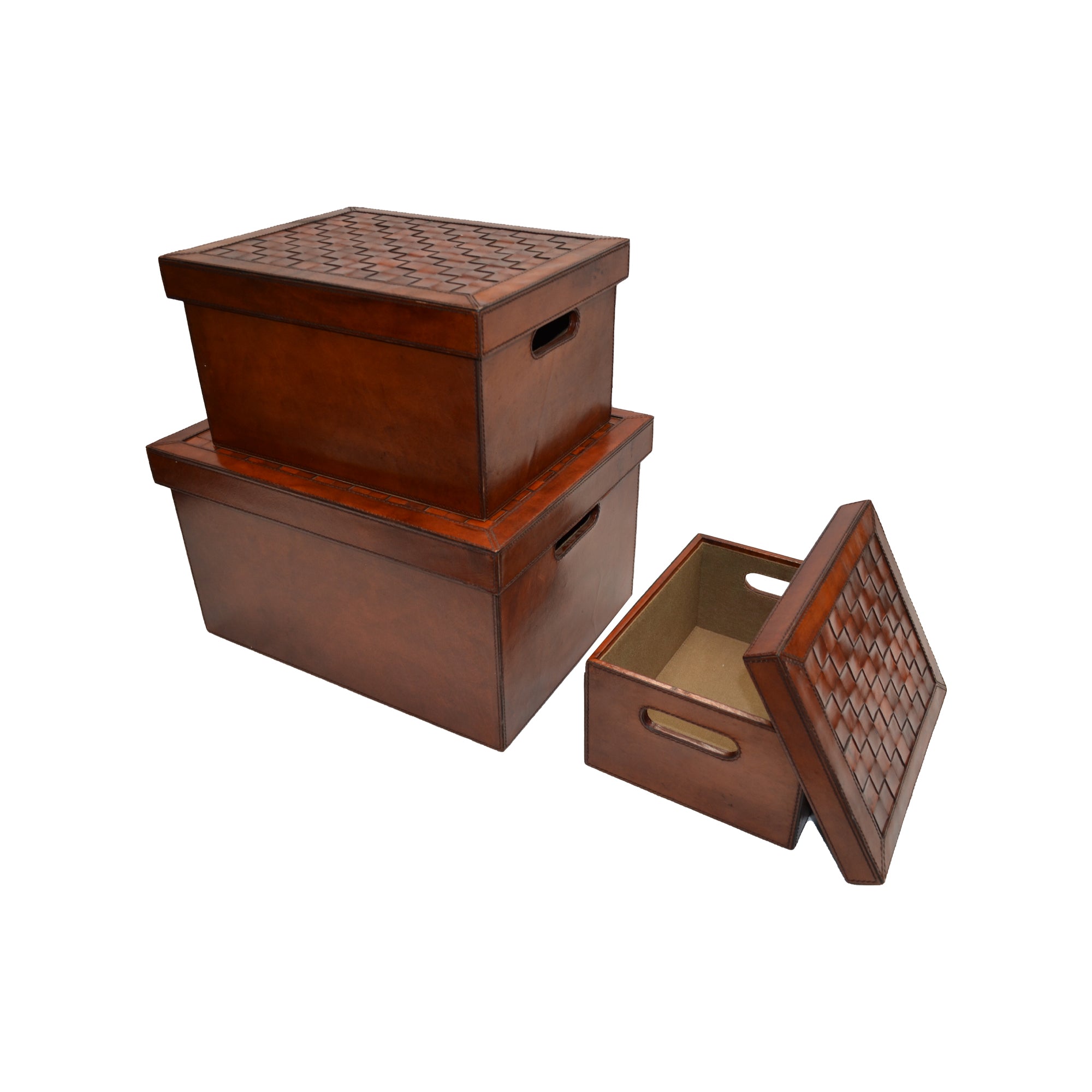 Set of 3 Checkered Nesting Trunk Boxes