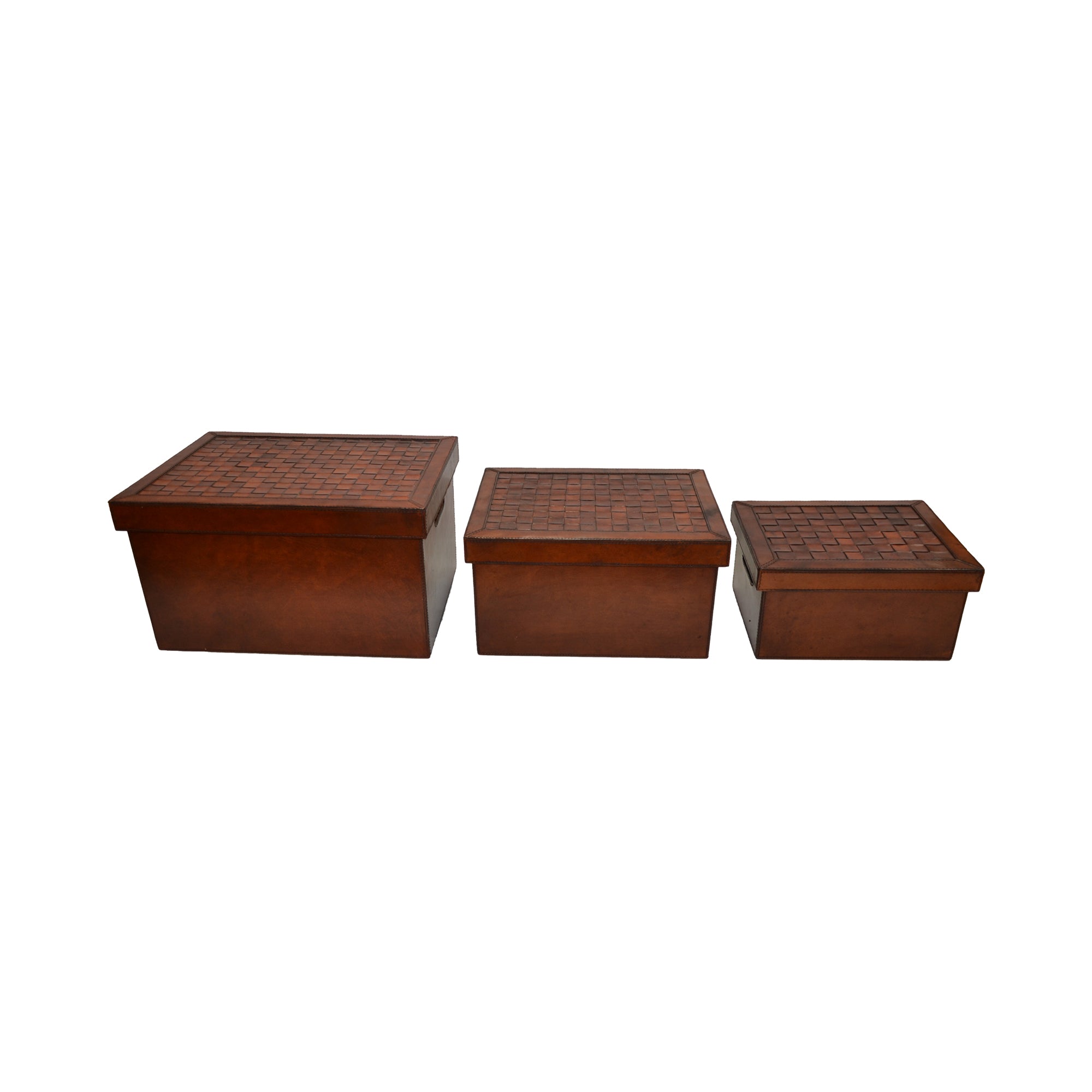 Set of 3 Checkered Nesting Trunk Boxes