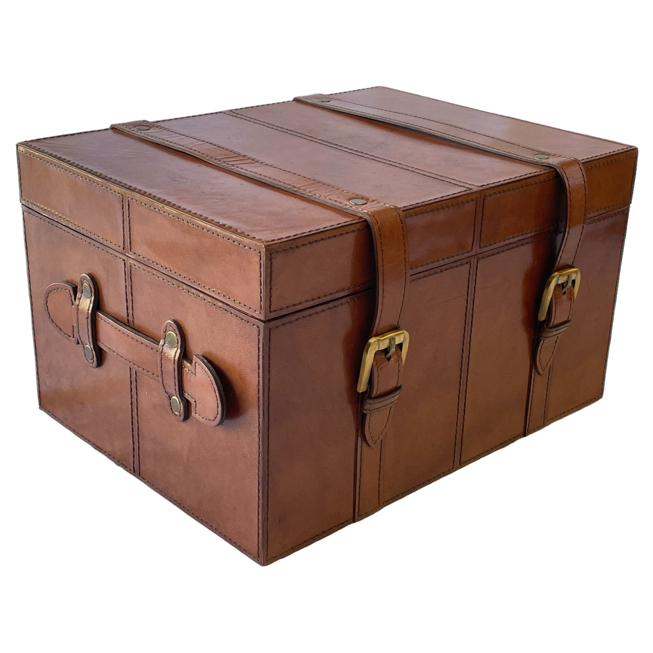 Set of 3 Nesting Leather Trunks (Available in 6 Colors)