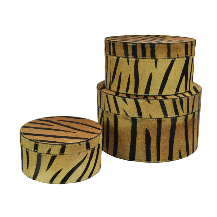 Set of 3 Round Leather Nesting Boxes (Available In 3 Colors)