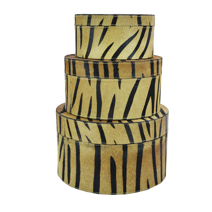 Set of 3 Round Leather Nesting Boxes (Available In 3 Colors)