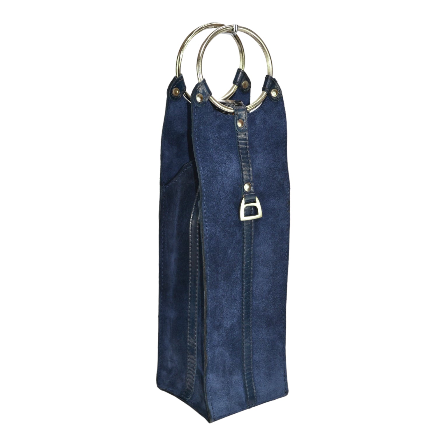 Single Wine Holder W/ Ring Handles Leather Suede (3 Colors to Choose)