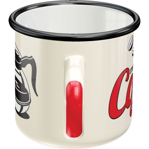 "Strong Coffee Served Here" Enamel Coffee Mug