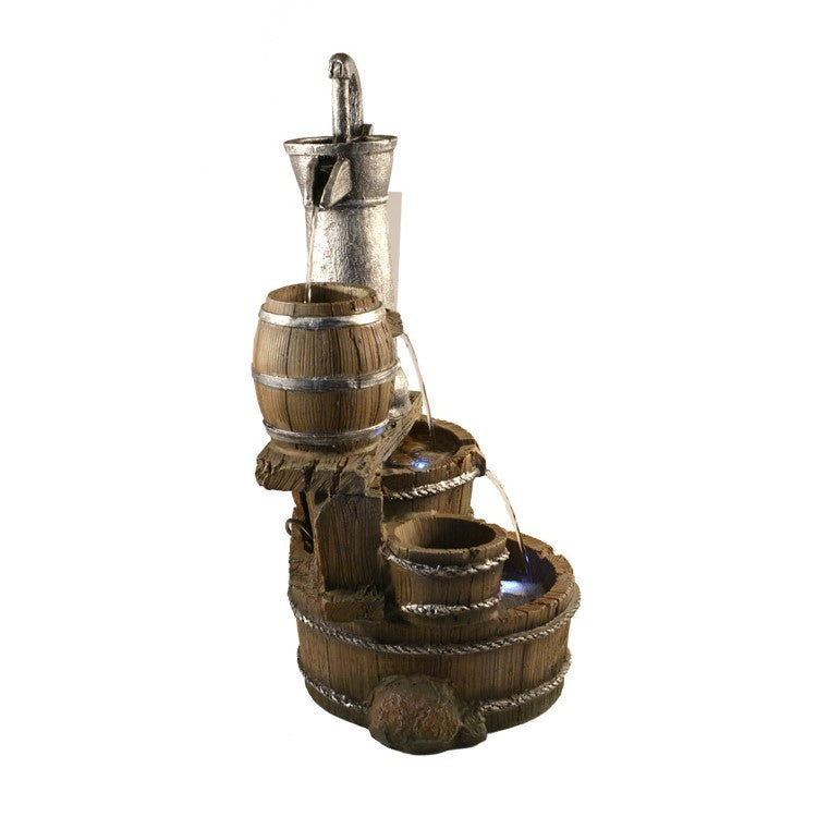 Tap on Wooden Buckets Water Fountain