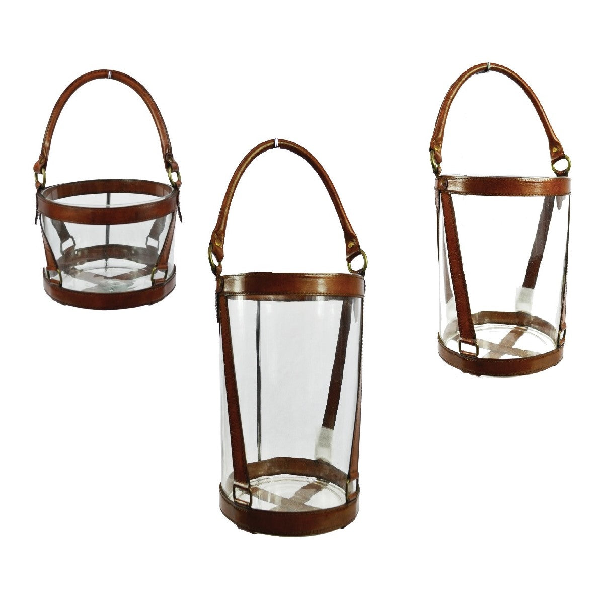 Tubular Leather Strips Hanging Hurricane Lamp (Available in 3 Sizes)