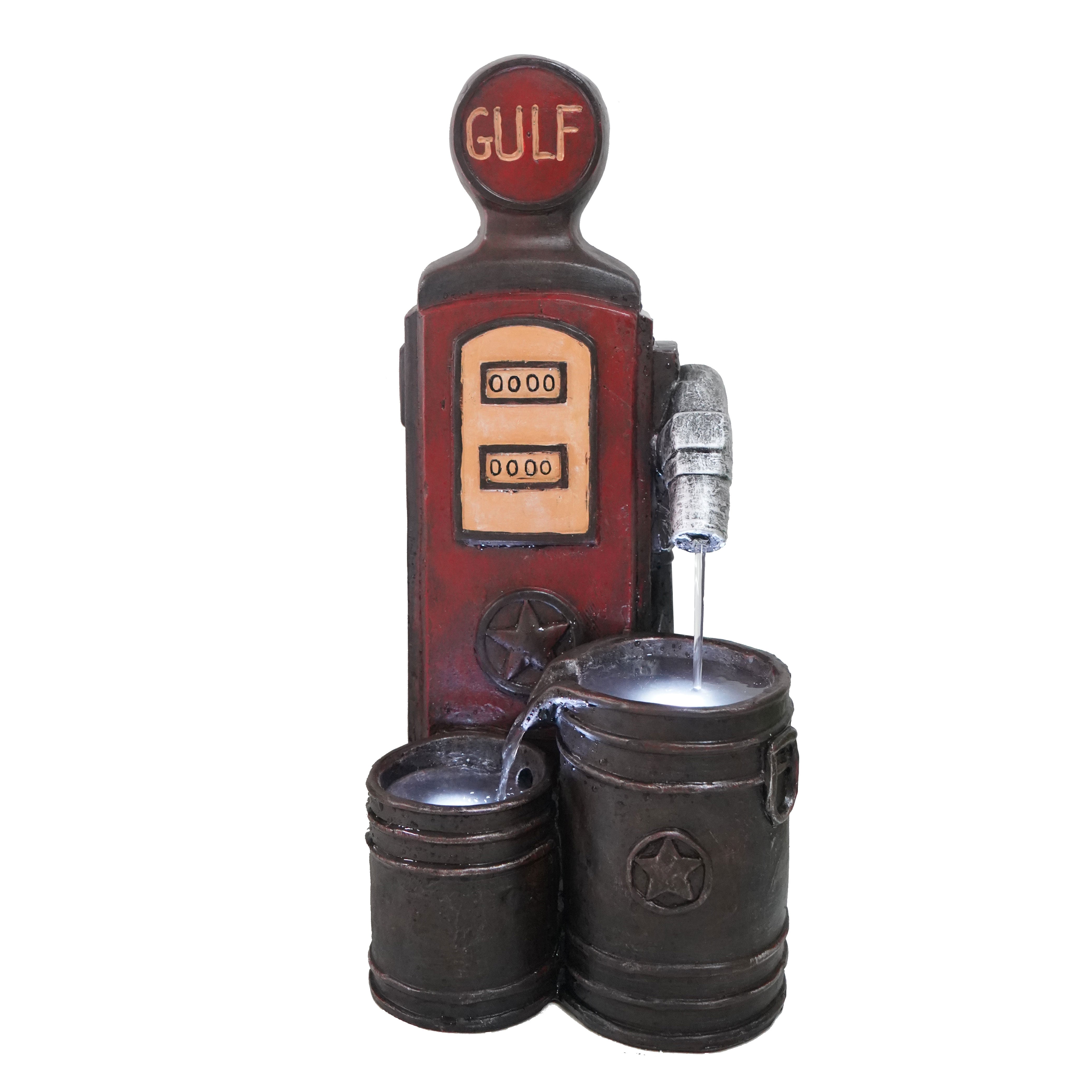 Vintage Petrol Pump Patio Water Fountain