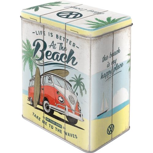 VW Bulli Life is Better at the Beach Storage Tin Box
