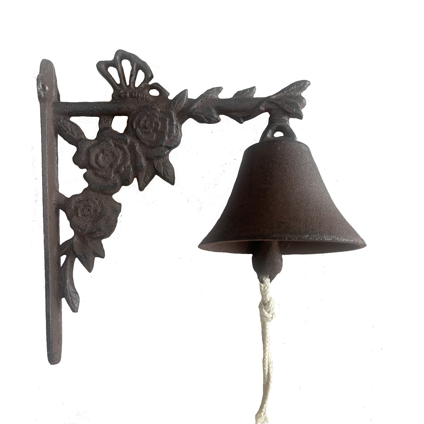 Wall Hanging Cast Iron Roses Doorbell - Antique Rust