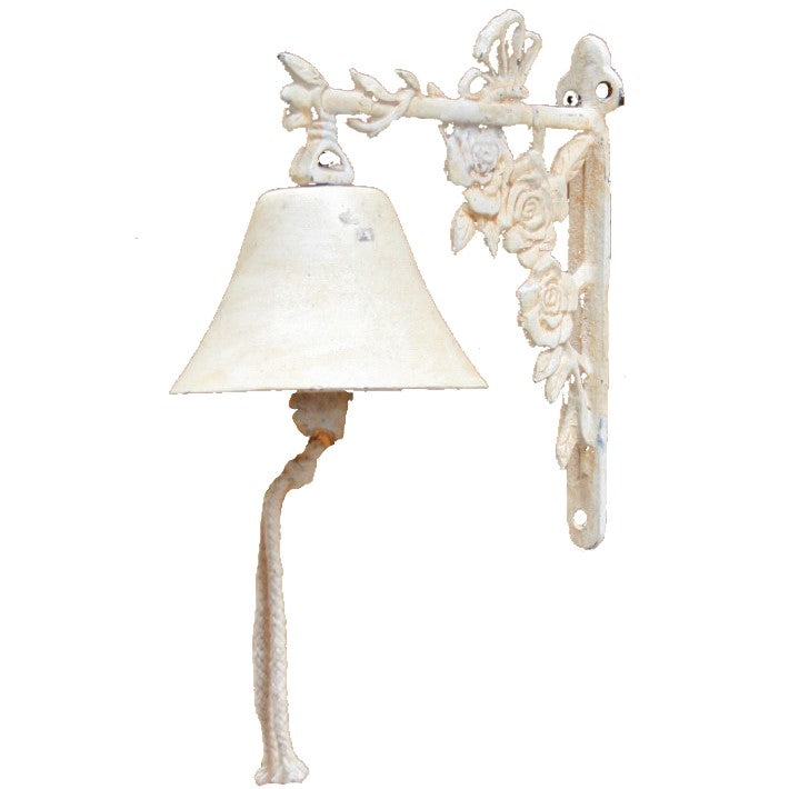 Wall Hanging Cast Iron Roses Doorbell - Antique White