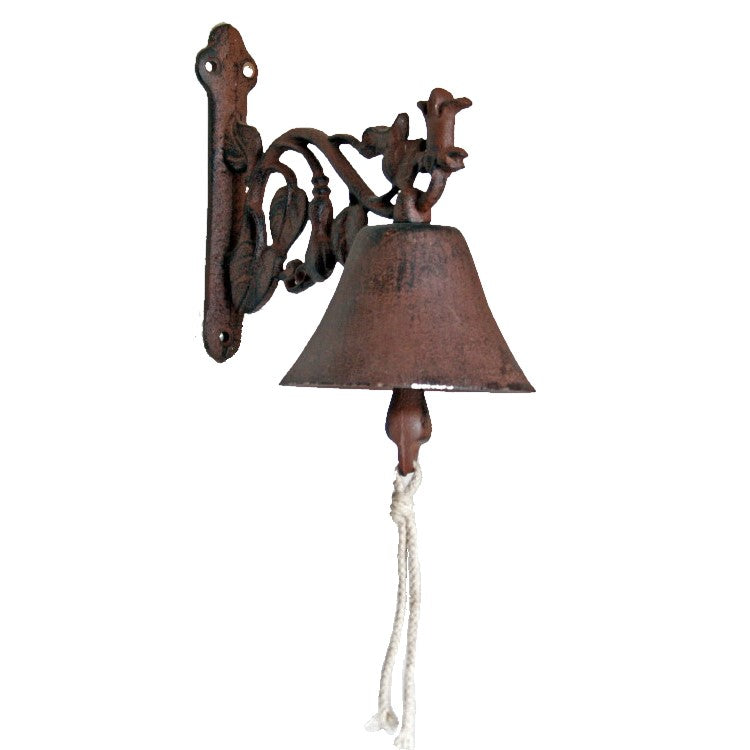 Wall Hanging Cast Iron Maple Leaves Doorbell - Antique Rust