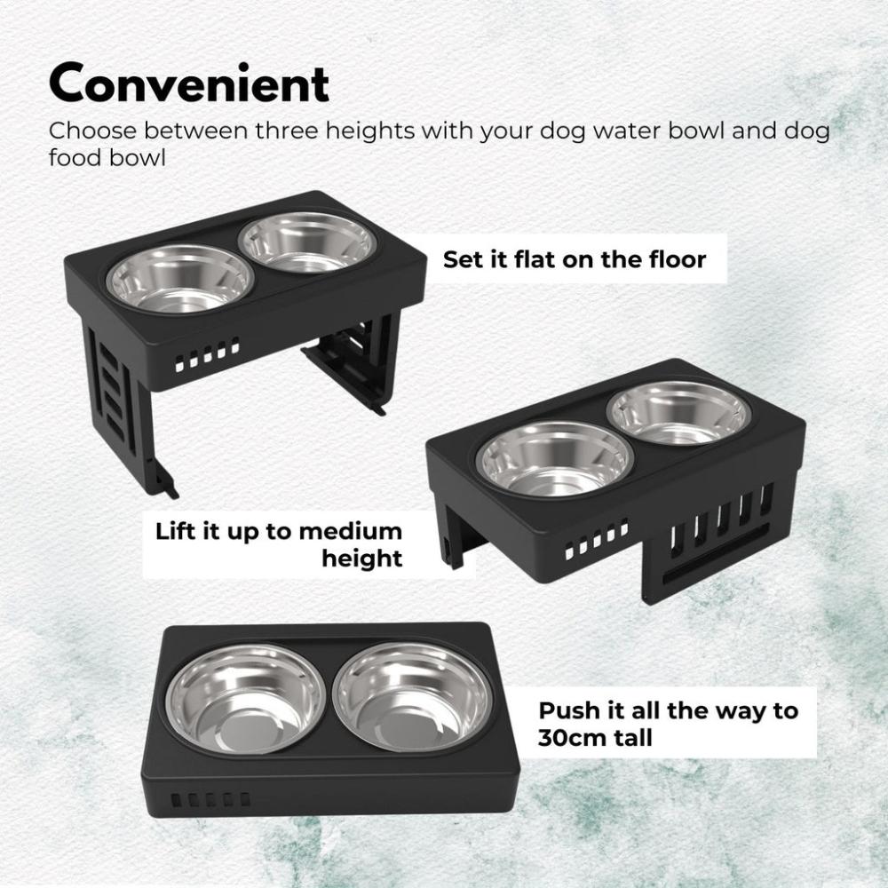 Elevated Pet Feeder Food Water Double Bowl