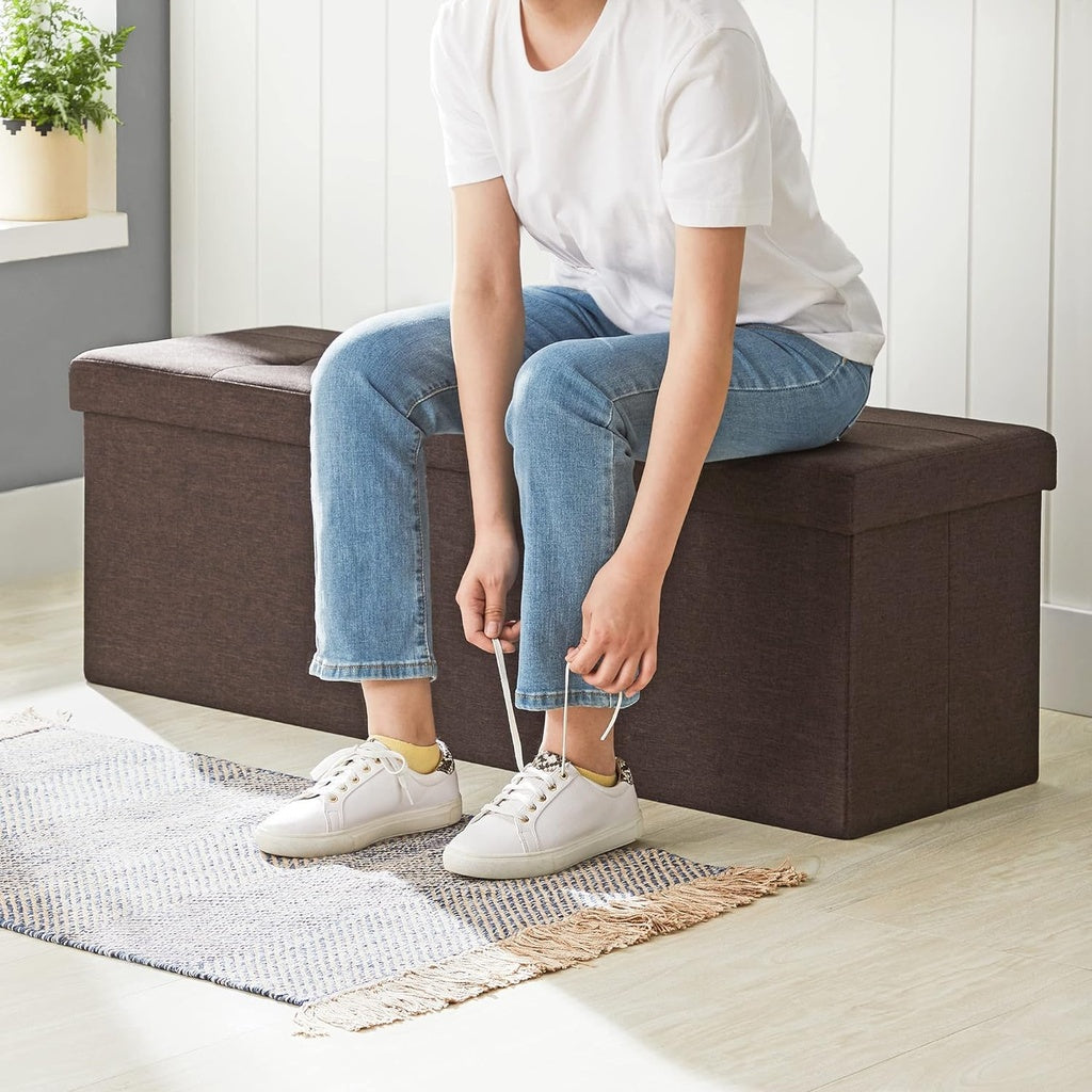 Folding Storage Ottoman Bench 109cms - Brown