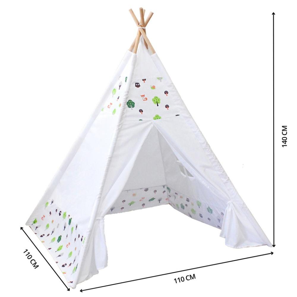 Kids Teepee Tent with Side Window - White Forest