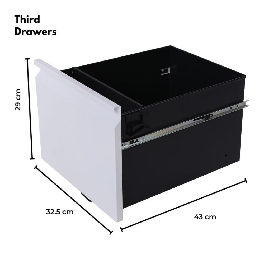 3-Drawer Mobile File Cabinet with Lock (White)
