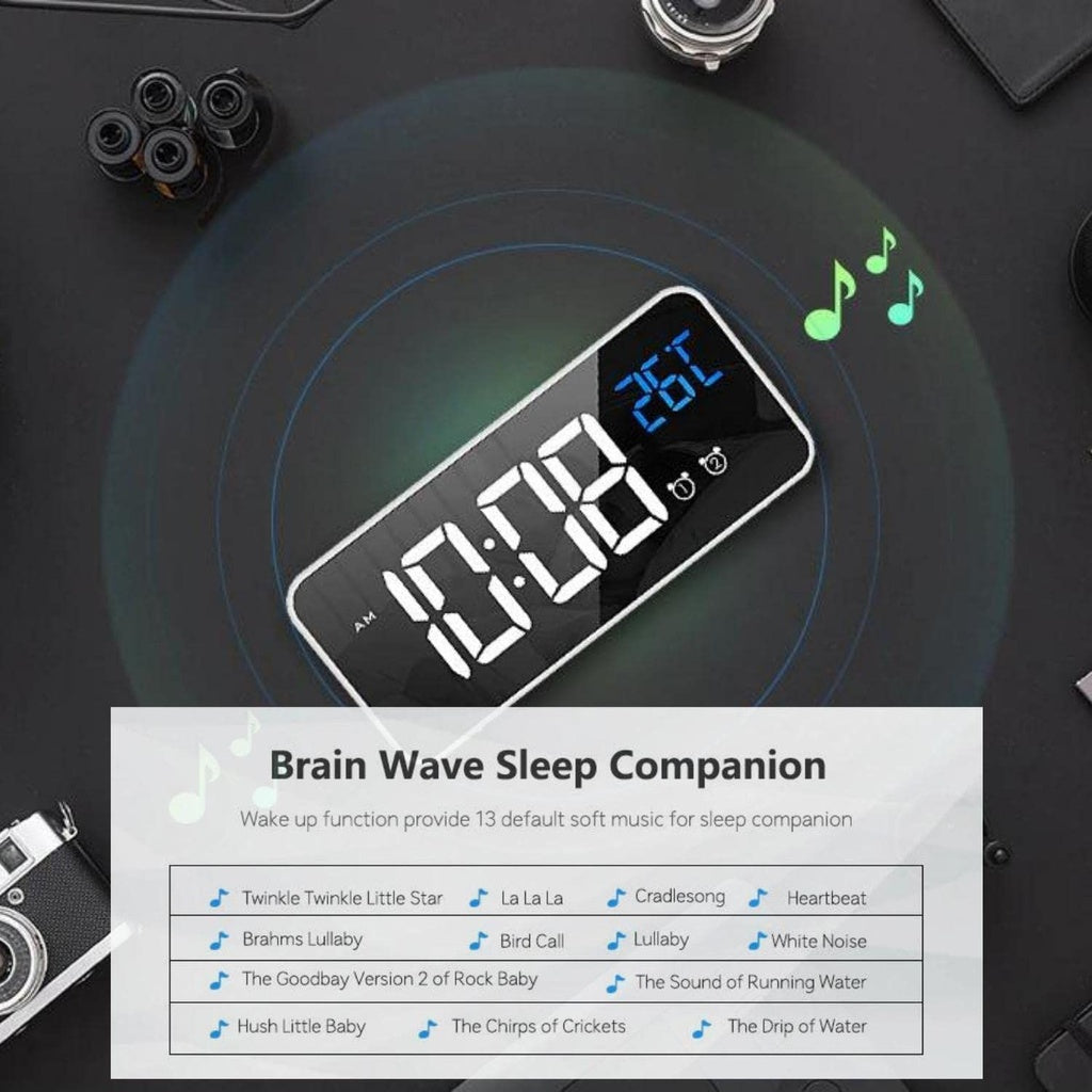 Mirror Display Digital Clock - Black