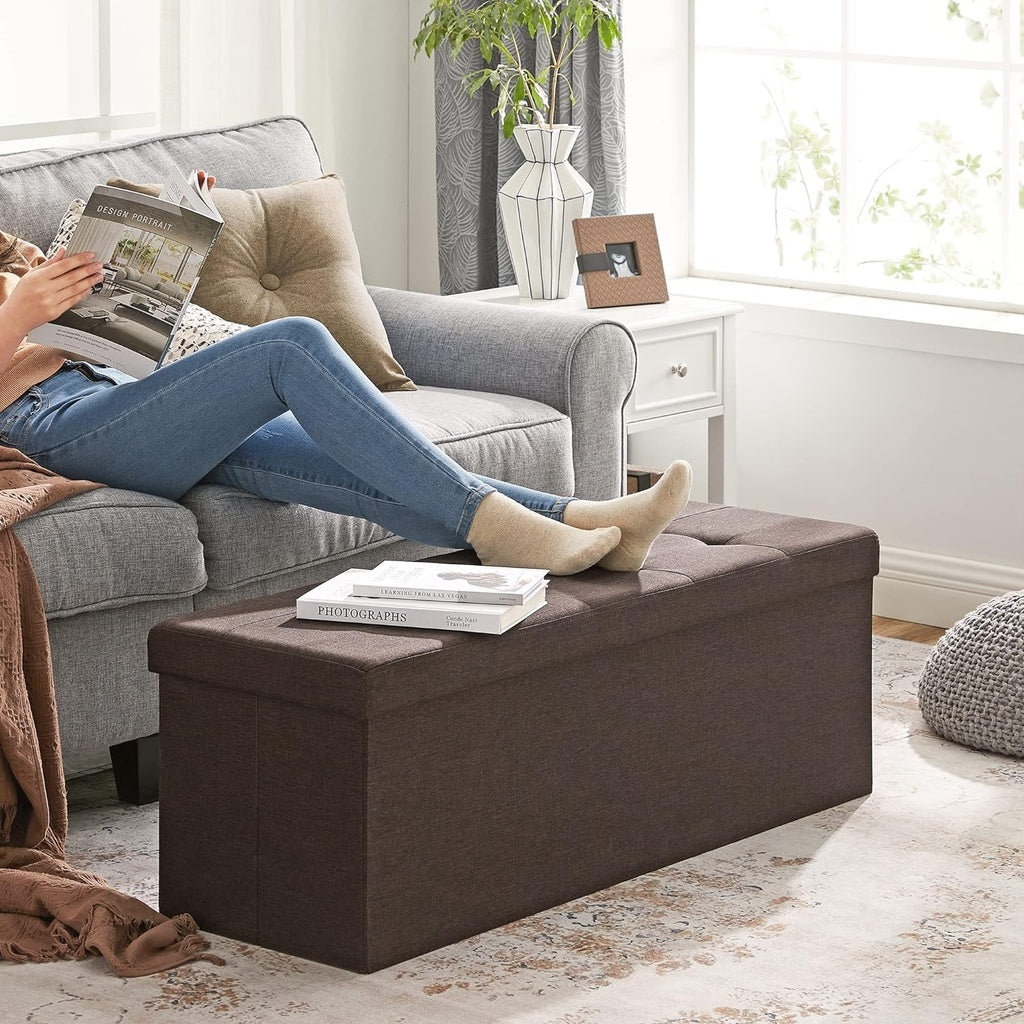 Folding Storage Ottoman Bench 109cms - Brown
