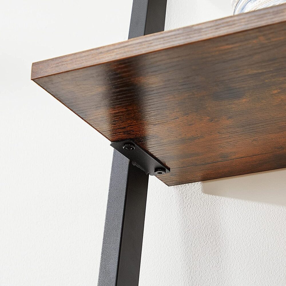Industrial 5 Tier Slanted Shelf - Rustic Brown and Black