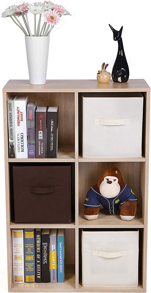 Wooden Shelving Bookcase with 6 Compartments