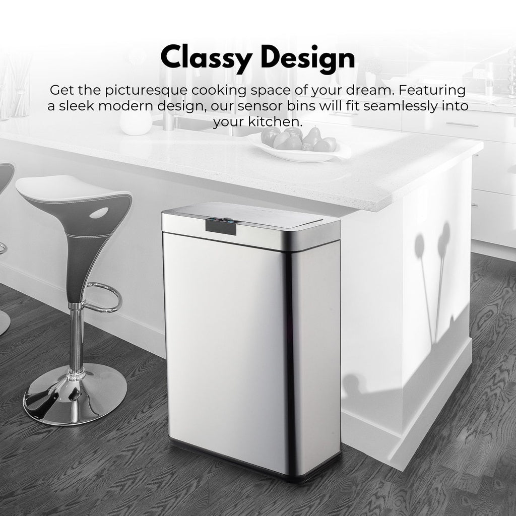 Wide Silver Square Sensor Bin - 70L
