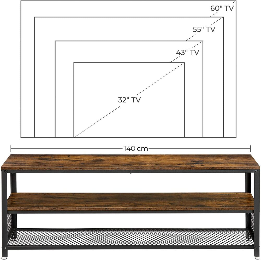 Entertainment Unit with Shelves Rustic Brown - 140cms