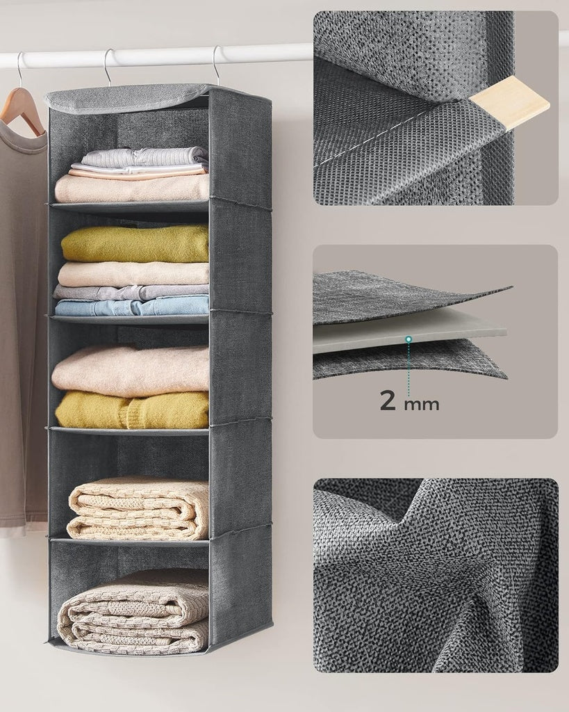 Hanging Wardrobe Storage Organiser - Grey
