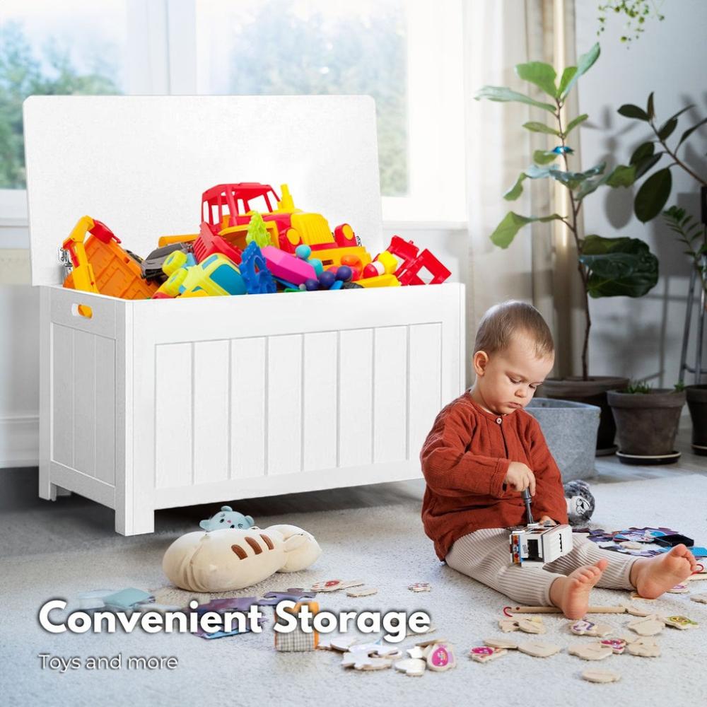 Kids Toy Storage Box with Lid and Air Gap Handle (White)