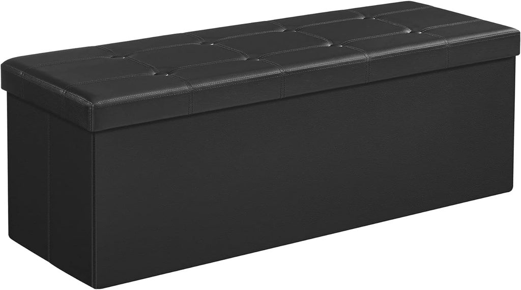 Folding Storage Ottoman Bench 109cm - Black