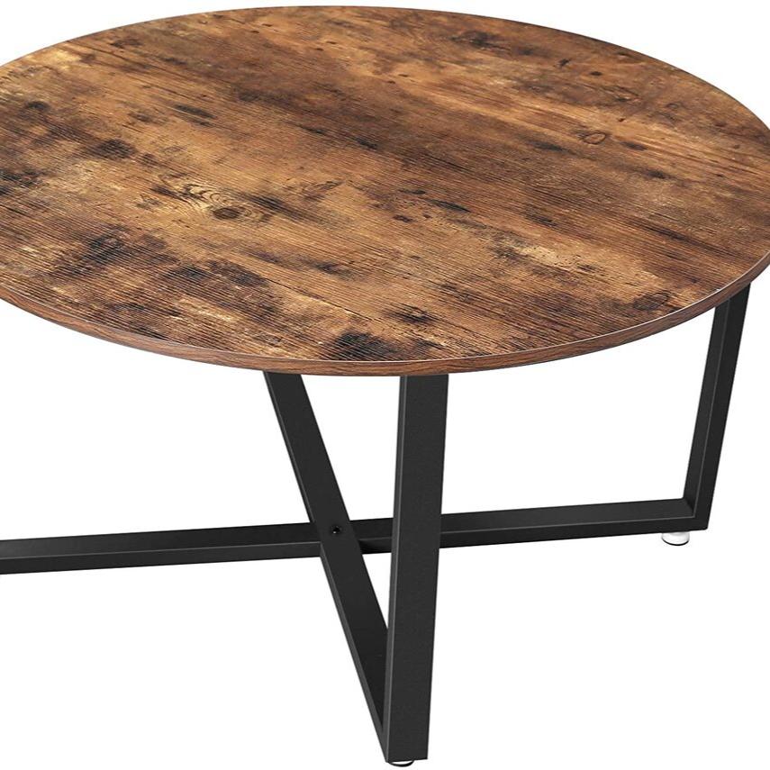 Round Coffee Table - Rustic Brown and Black