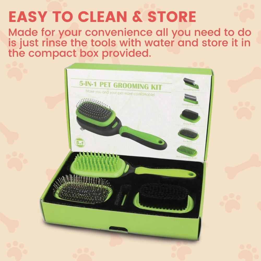 Ergonomic 5 in 1 Pet Grooming Set