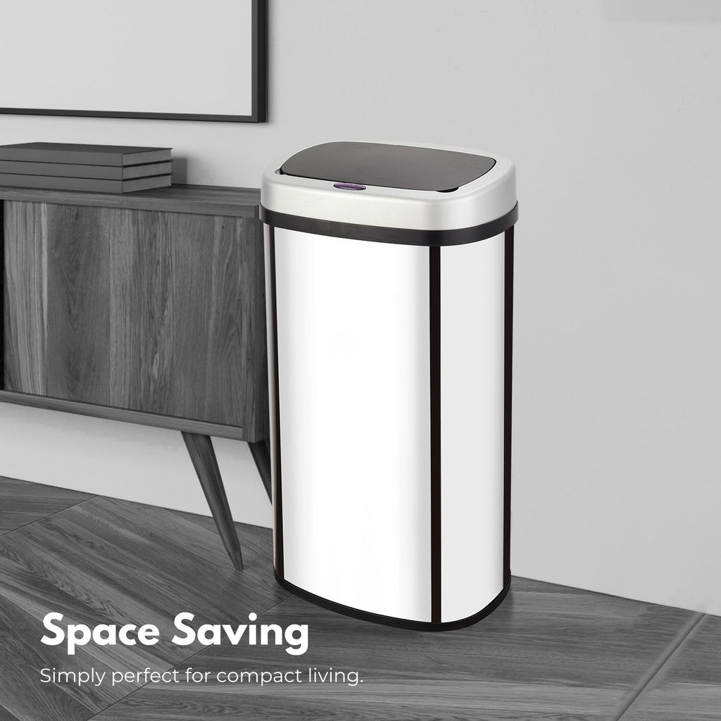 Mirror Oval Silver Motion Sensor Bin - 60L