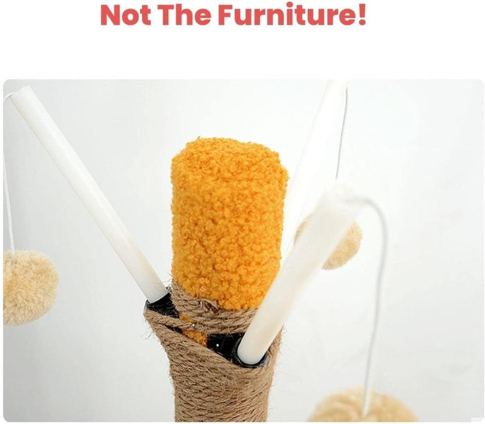 Plush Scratching Post Cat Tree Yellow - 75cms