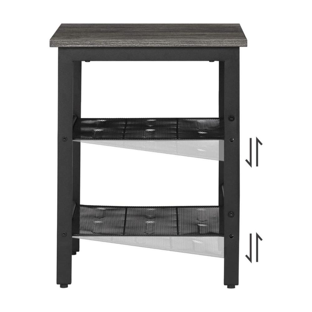 Set of 2 Side Table with 2 Mesh Shelves - Charcoal Gray