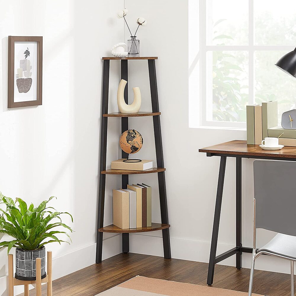 Vintage Industrial 4 Tier Corner Shelf