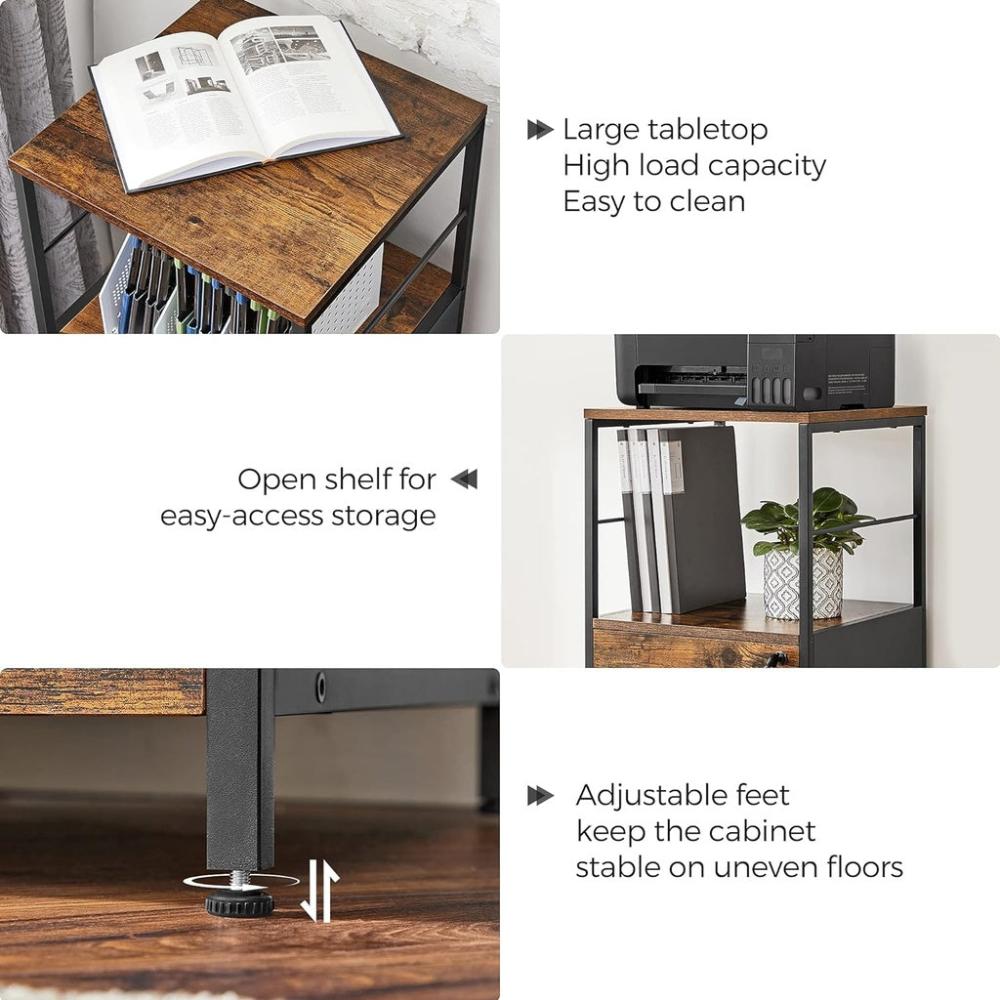 Filing Cabinet with 2 Drawers - Rustic Brown and Black