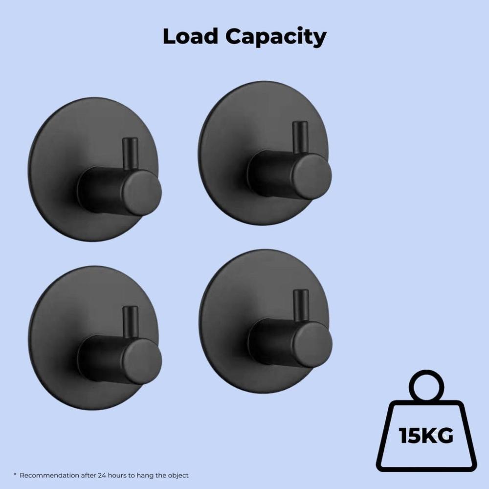 Round Stainless-Steel Wall Hook 4pcs (Black)