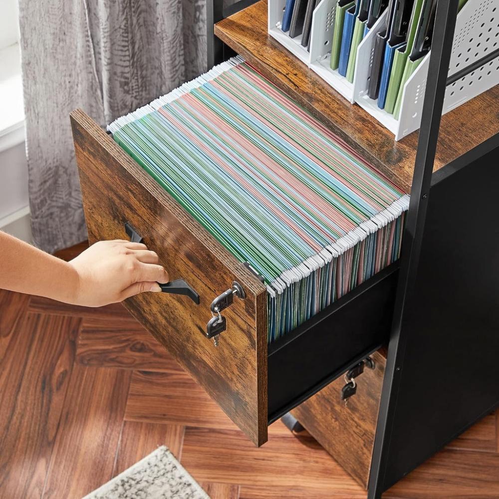 Filing Cabinet with 2 Drawers - Rustic Brown and Black