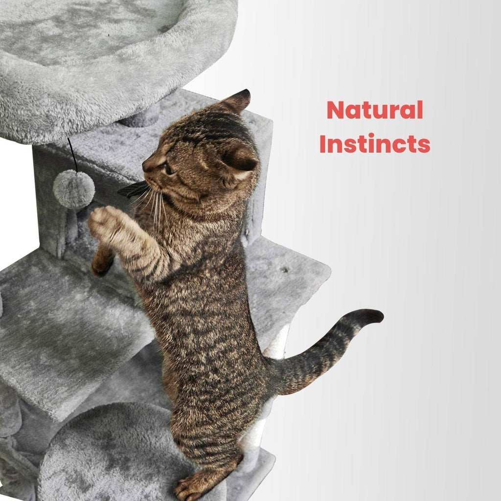 Plush Cat Condo Cat Tree Grey - 170cms