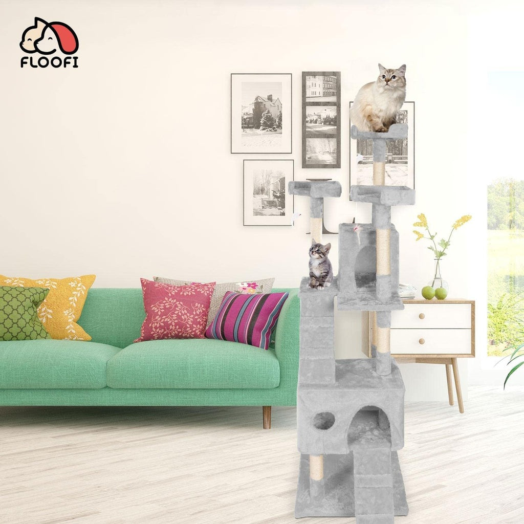 Plush Cat Condo Cat Tree Grey - 170cms