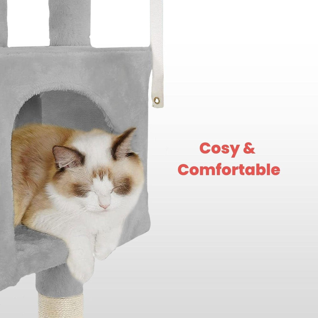 Plush Cat Condo Cat Tree Grey - 170cms