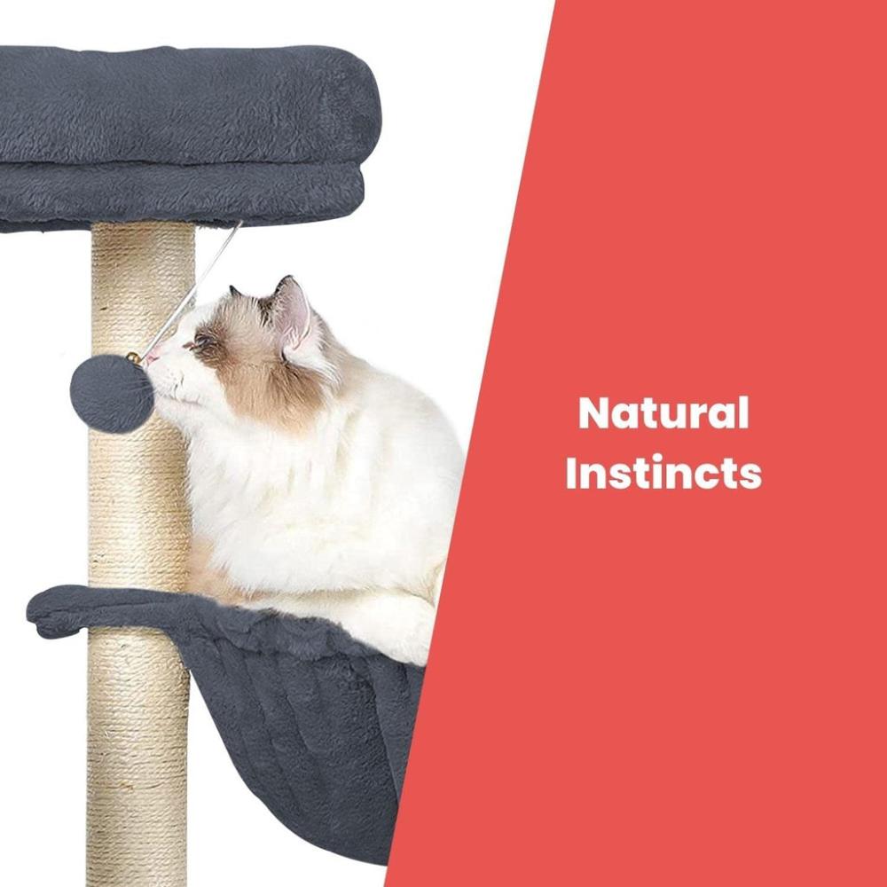 Plush Cat Condo Cat Tree Dark Grey - 155cms
